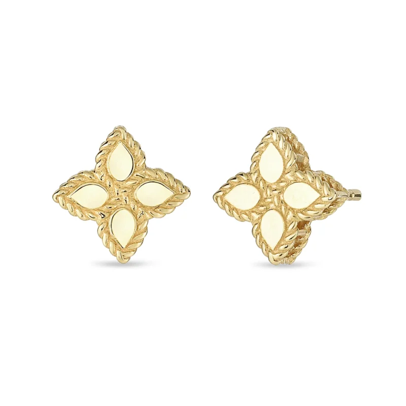 Yellow Gold Princess Flower Earrings - 1cm