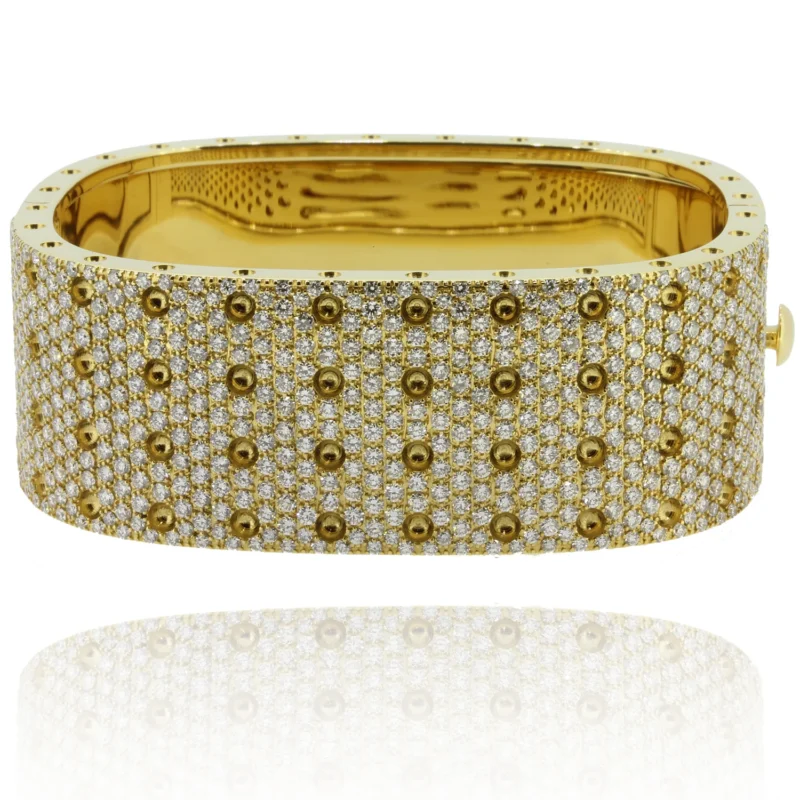 Yellow Gold White Diamonds Pois Moi 4 Line Diamond Bangle