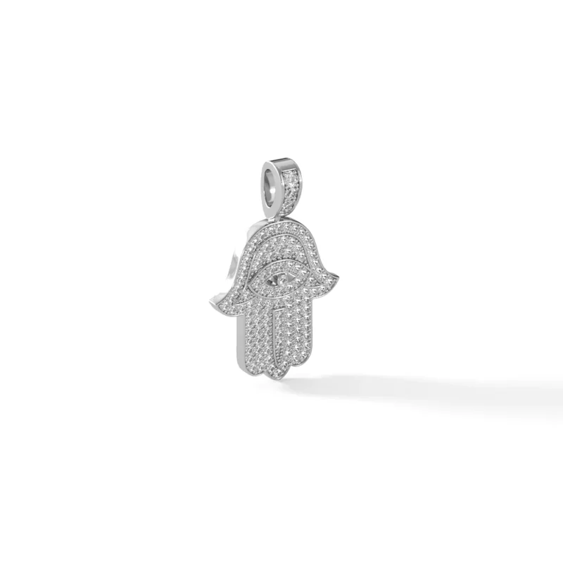White Gold & Diamond Hamsa Pendant - Small