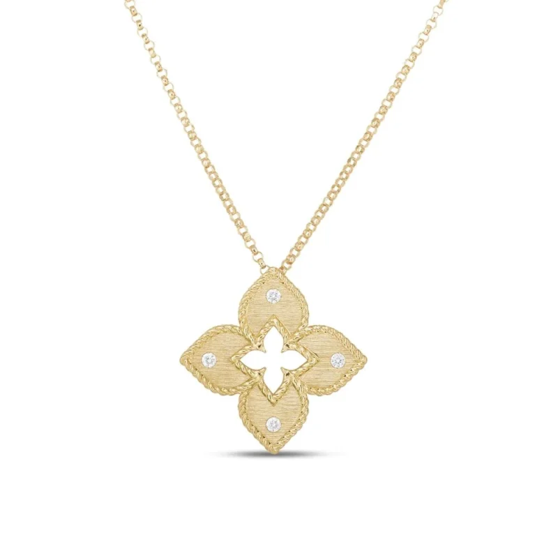 Yellow Gold & Diamond Venetian Princess Pendant - 2cm