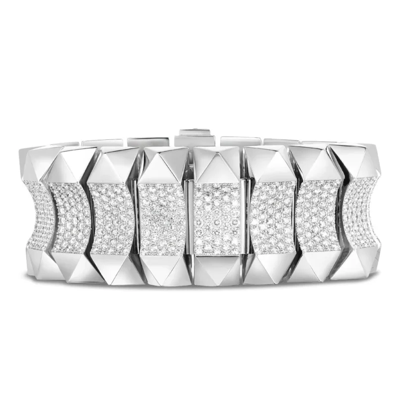 White Gold Rock & Diamonds Stud Bracelet
