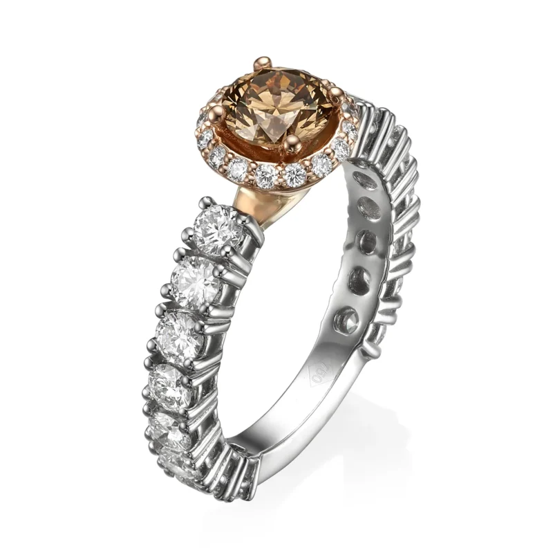 White & Rose Gold Fancy Diamond Ring 0.80ct VVS