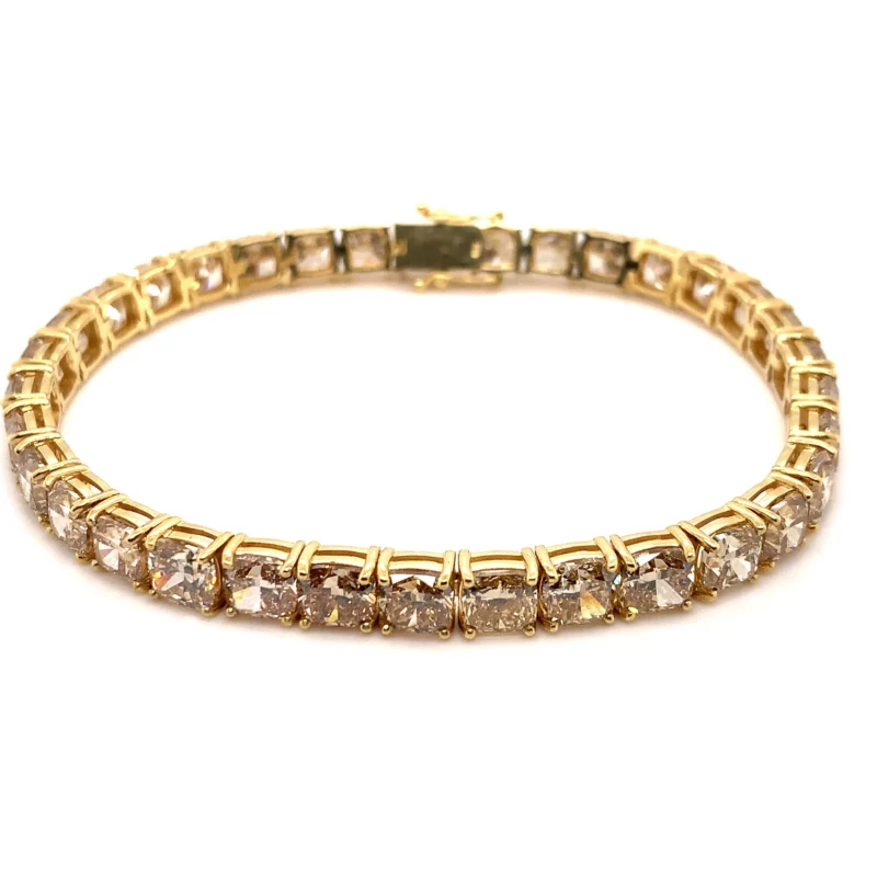 Yellow Gold White Diamonds Tennis Bracelet