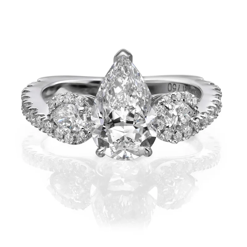 White Gold Diamond Pear Ring 2.03ct - Image 3