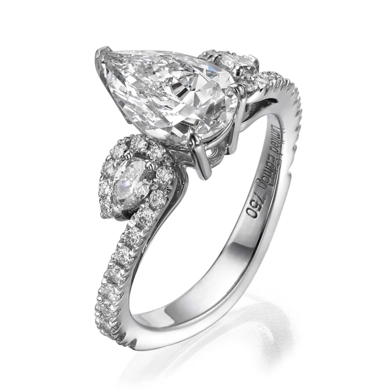 White Gold Diamond Pear Ring 2.03ct