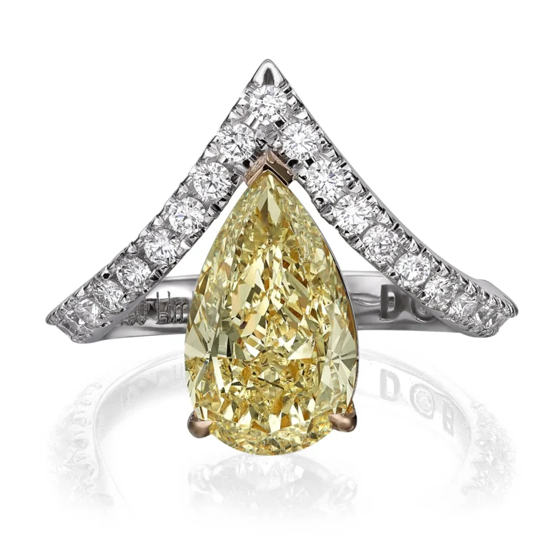 White Gold Yellow Diamond Pear Cut Ring 3.09ct - Image 3