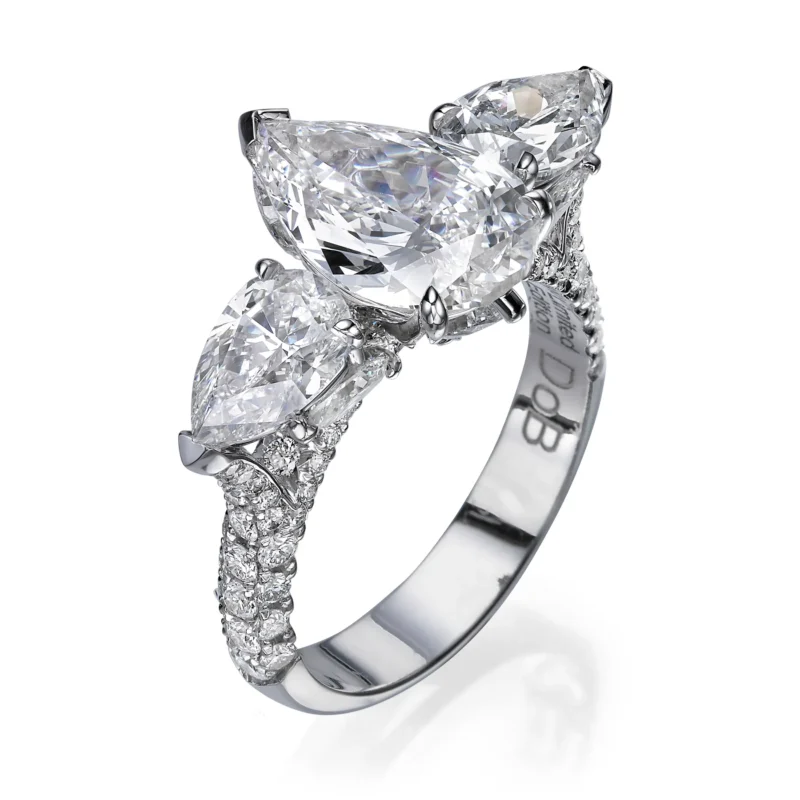 White Gold Pear Cut Diamond Ring 2.59ct