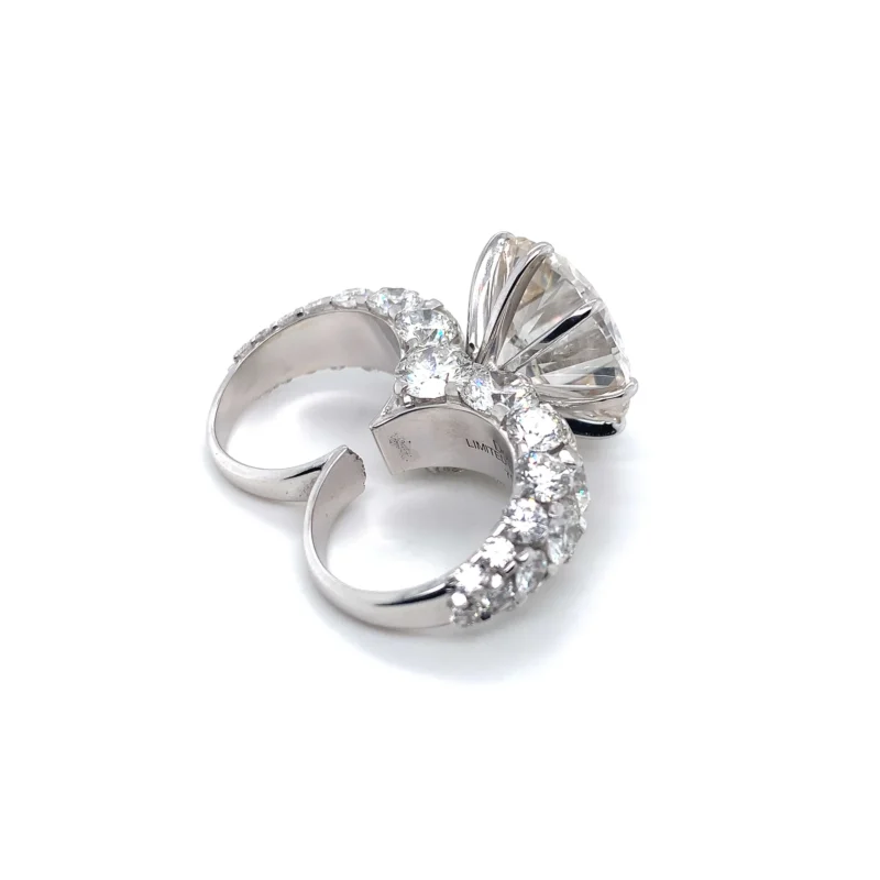 White Gold Brilliant White Diamond Double Ring - Image 3