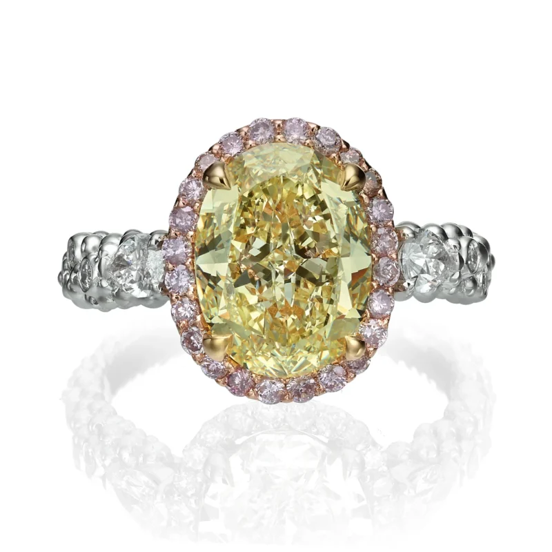 White & Yellow Gold Oval Diamond Ring 3.72ct VVS - Image 3