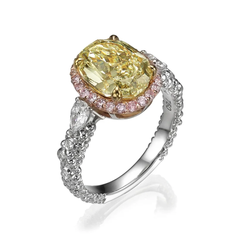 White & Yellow Gold Oval Diamond Ring 3.72ct VVS