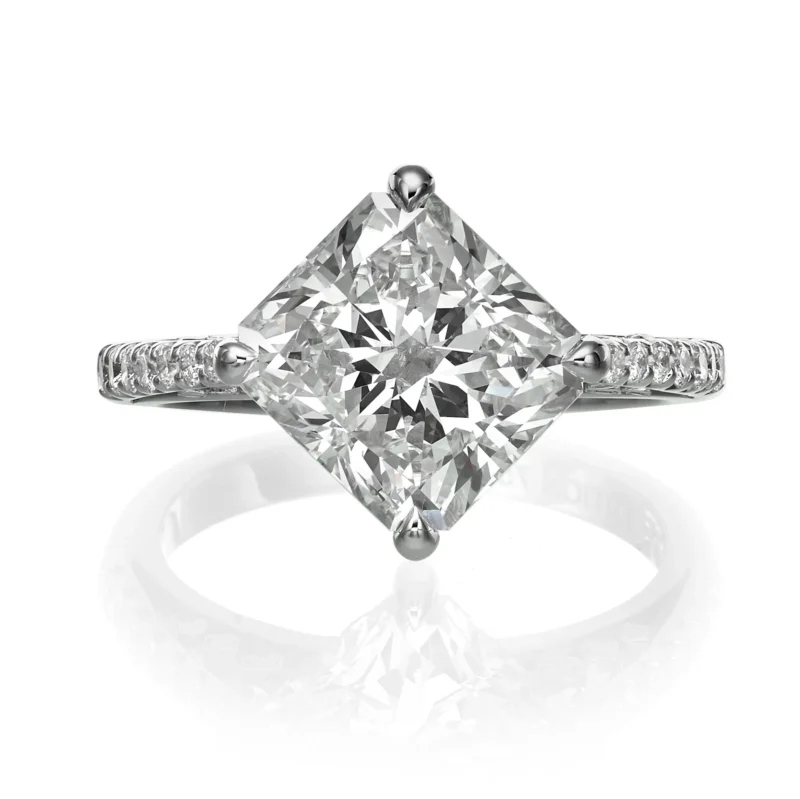 White Gold Cut Cornered Rectangular Diamond Ring 4.27ct F VS - Image 3
