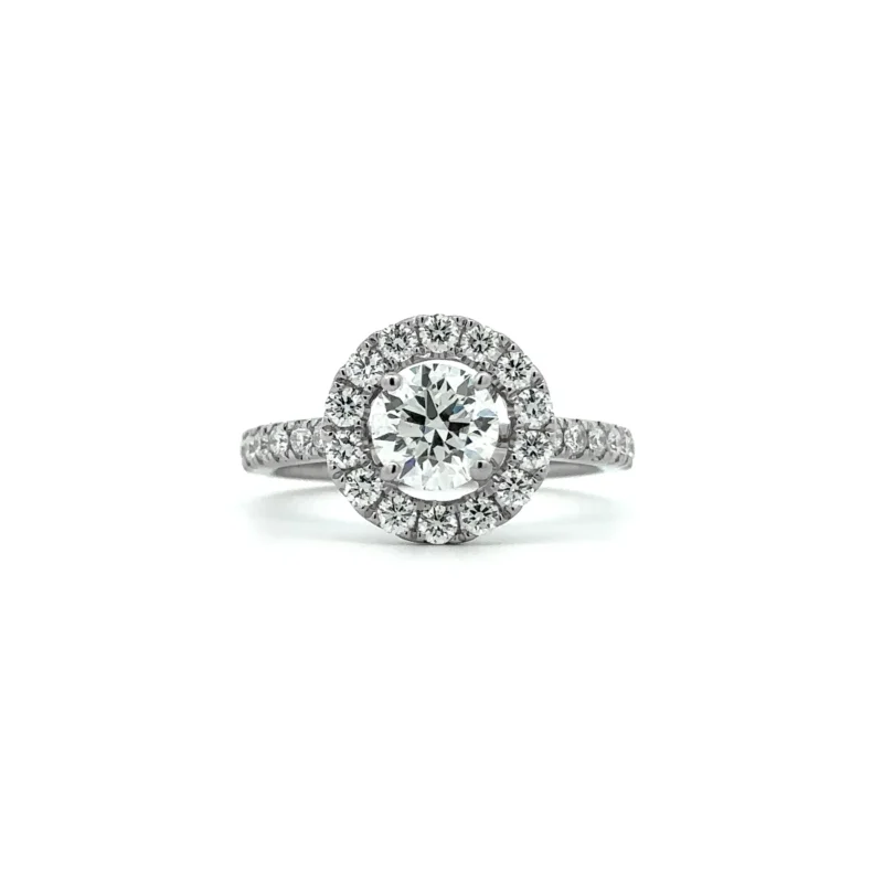 Platinum 1.00ct G/VS2 Round Halo Engagement Ring