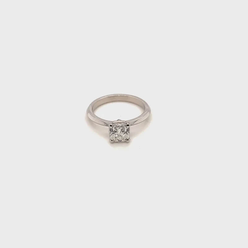 Platinum White Diamond Cushion Cut Ring 1.01ct - Image 3