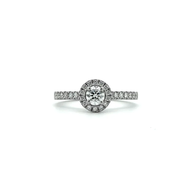 Platinum 0.30ct E/VS1 Round Halo Engagement Ring