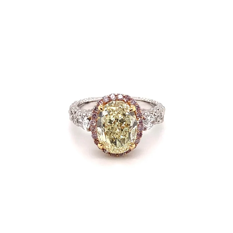 White & Yellow Gold Oval Diamond Ring 3.72ct VVS - Image 4