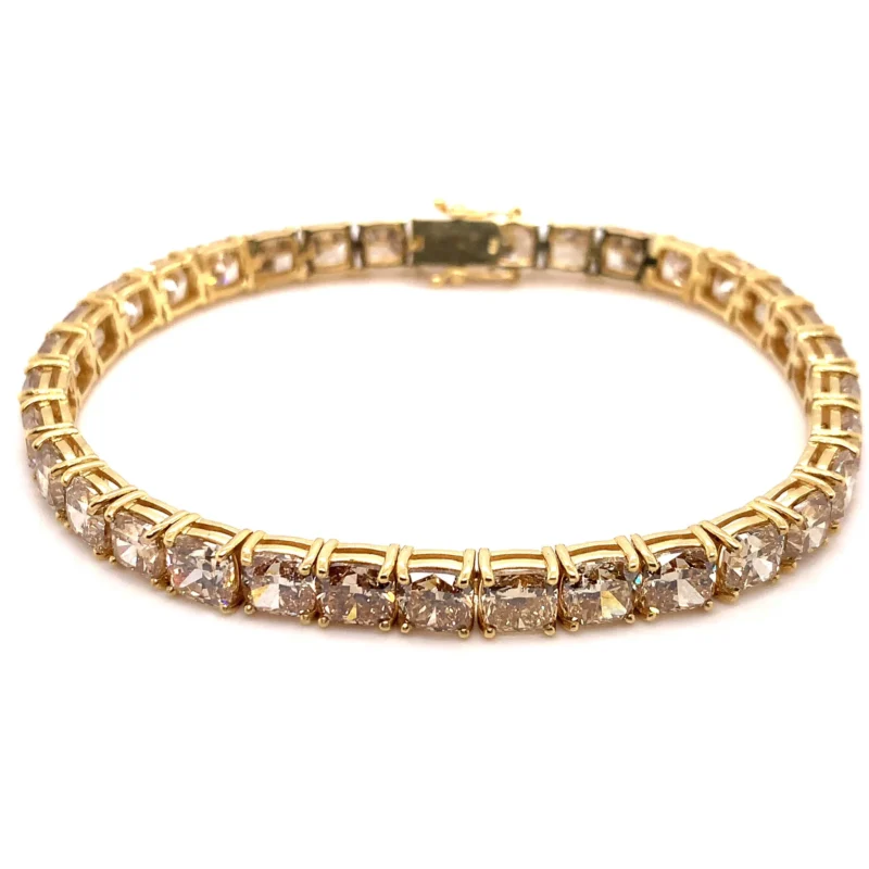 Yellow Gold White Diamonds Tennis Bracelet - Image 4